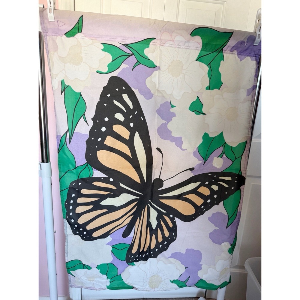 Garden Flag Butterfly With Flowers 28" W By 41" Length
